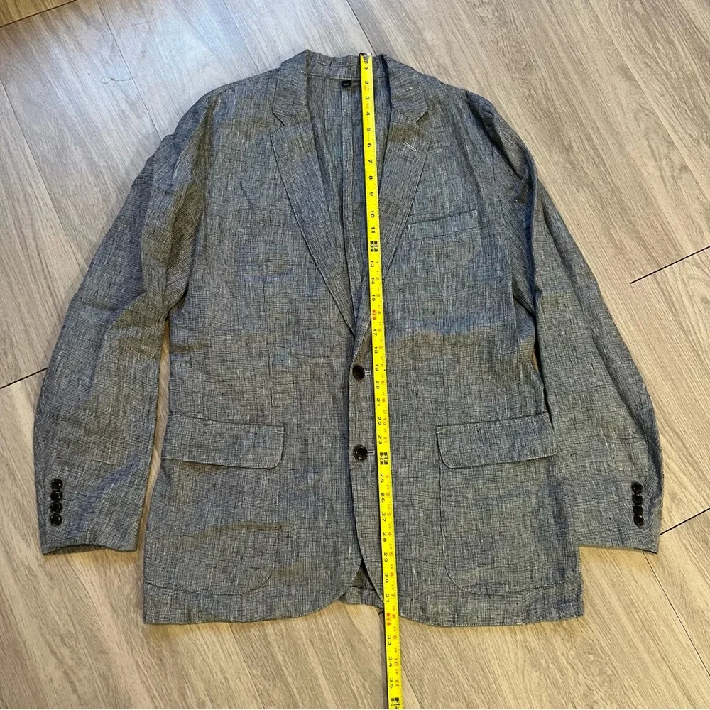 J. Crew, 42R, 100% linen, Charcoal / Gray / Black Gingham, Blazer‎